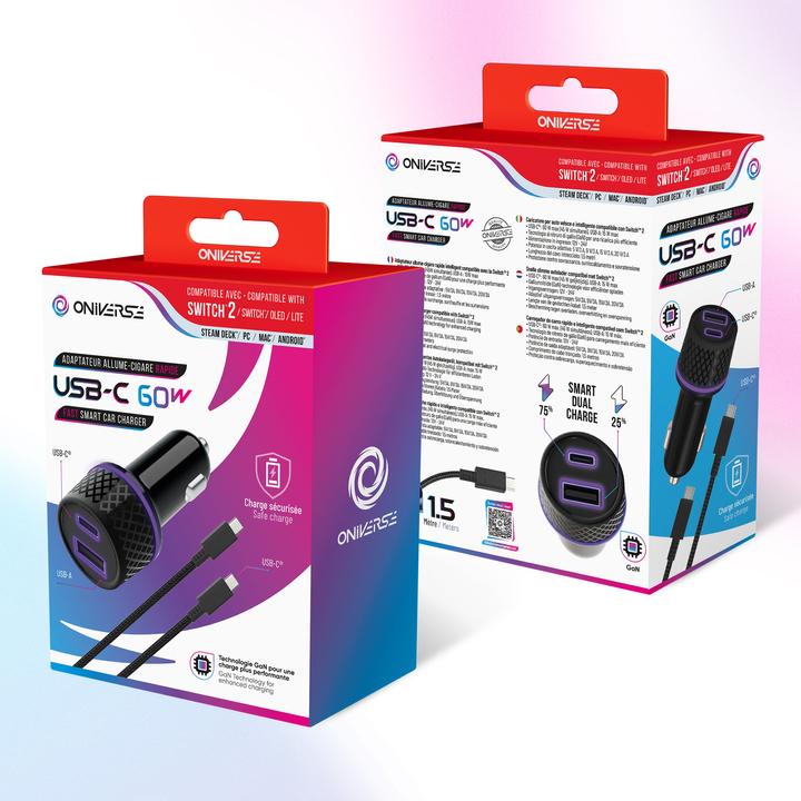 Produktbild Oniverse Ladegerät Autoadapter (60W) - Gaming-Zubehör