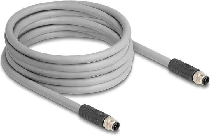Actual product image Delock M12 cable L-coded 5 pin plug to plug PUR schl