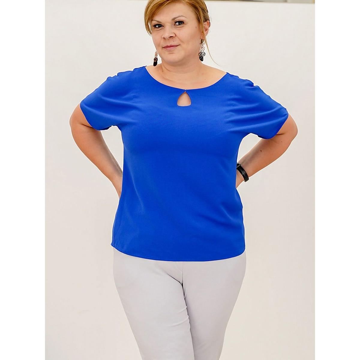 Karko, Damen, Bluse, Plus-Size Bluse, Blau, (38, 39, 40)