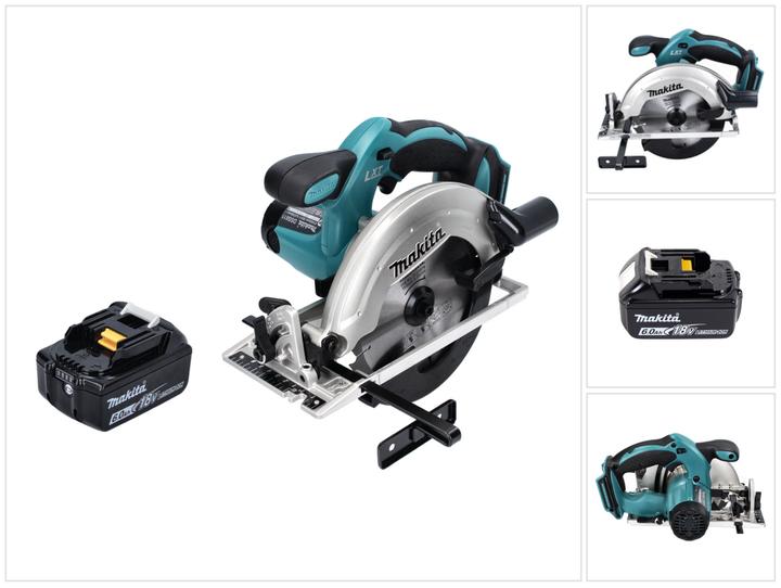 1x Makita DSS 611 Scie circulaire portative sans fil, 1x Makita BL 1860 B 18 V 6,0 Ah batterie, 1x guide parallèle, 1x outil de montage hexagonal, 1x embout d'aspiration, 1x Makita lame de scie HM 165 mm, sans chargeur