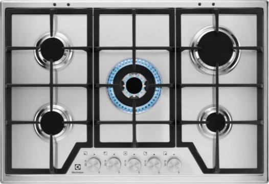 Produktbild Electrolux KGS7536SX - Eingebautes Gaskochfeld - 5 Brenner - L 75 x T52 cm - Edelstahl - Gusseisengi