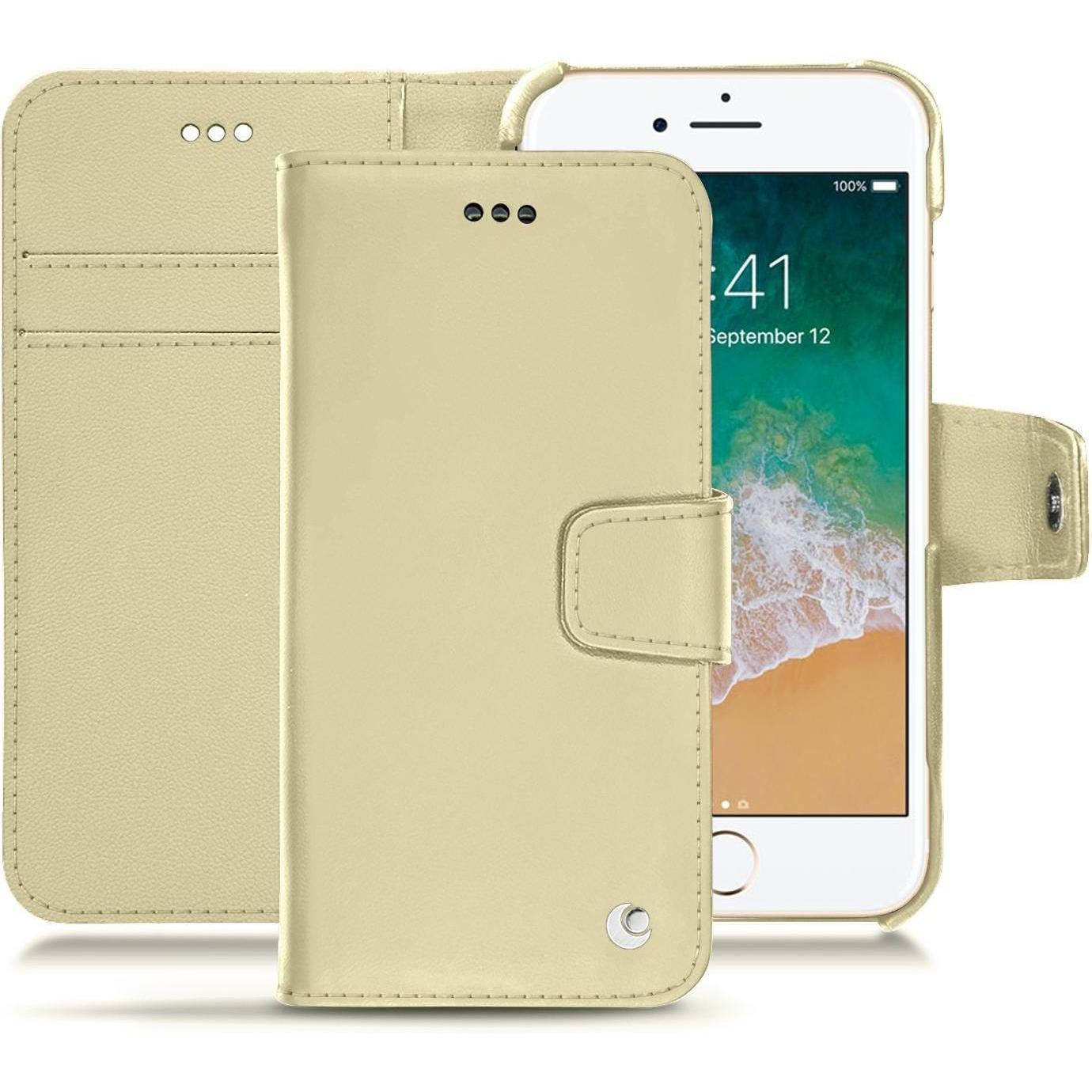 Noreve Lederschutzhülle Wallet (Apple iPhone 7), Smartphone Hülle, Beige