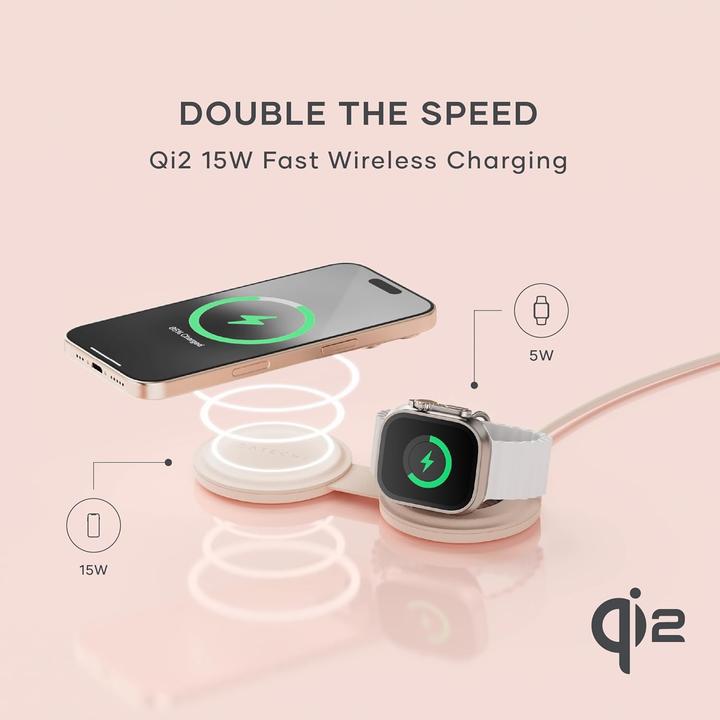 Immagine prodotto Satechi Caricabatterie wireless 2-in-1 OntheGo con Qi2 (15 W)