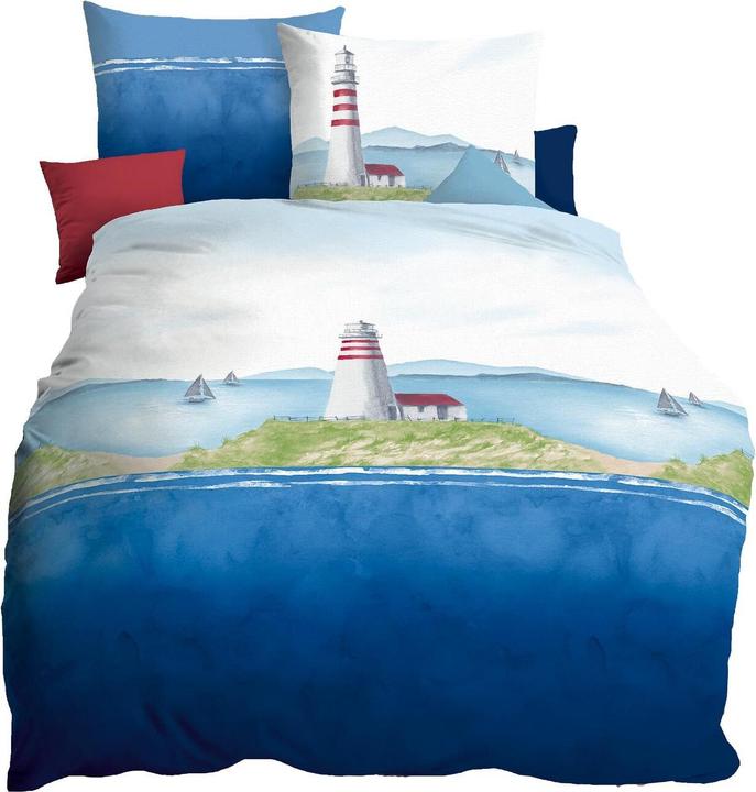 Actual product image Kaeppel Seersucker bed linen Lighthouse navy (Bedding set, 135x200 cm + 80x80 cm)