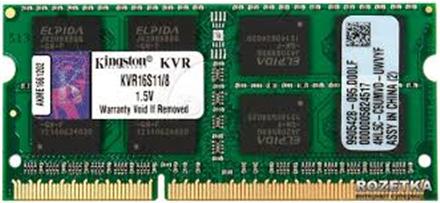Actual product image Kingston Notebook Memory NB MEMORY 8GB PC12800 DDR3 / SO KVR16S11 / 8 (1 x 8GB, 1600 MHz, DDR3-RAM, SO-DIMM)