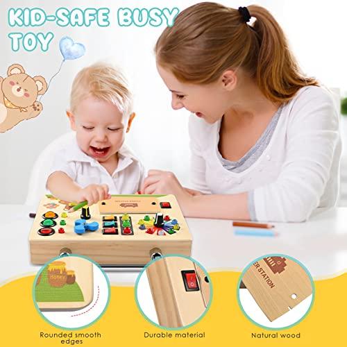 Image du produit Activity Board Busy Board, Jouet Interrupteur de Lumière - Mur d'Activité Sensorielle en Bois Voyage Feu LED