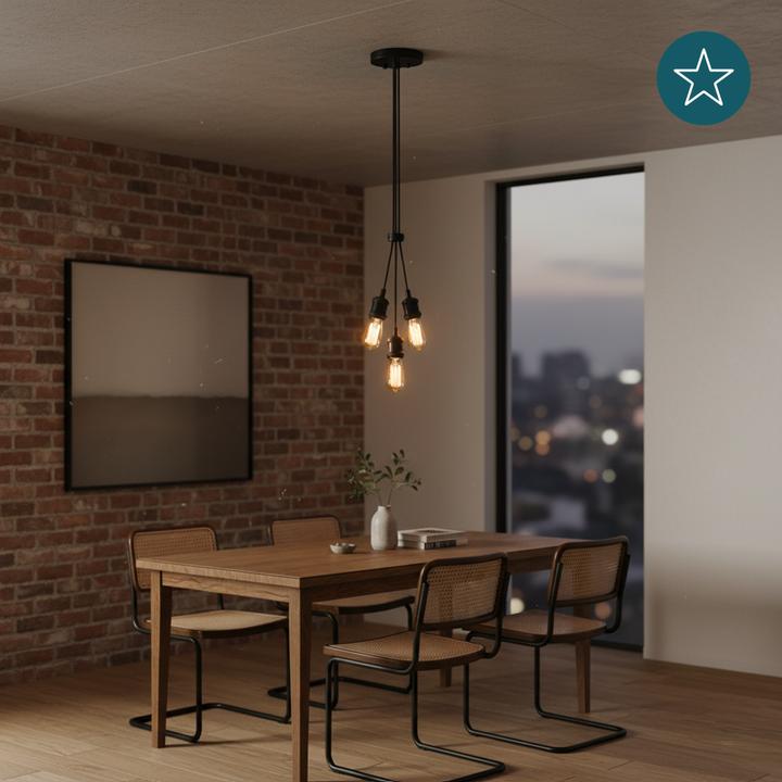 Produktbild Luxula Pendelleuchte Avocado 3 flammig, für 3 x E27, Metall, 1,5 m Textilkabel, schwarz (E27)