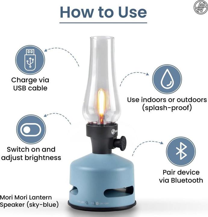 Actual product image MoriMori Design light with loudspeaker (sky-blue)