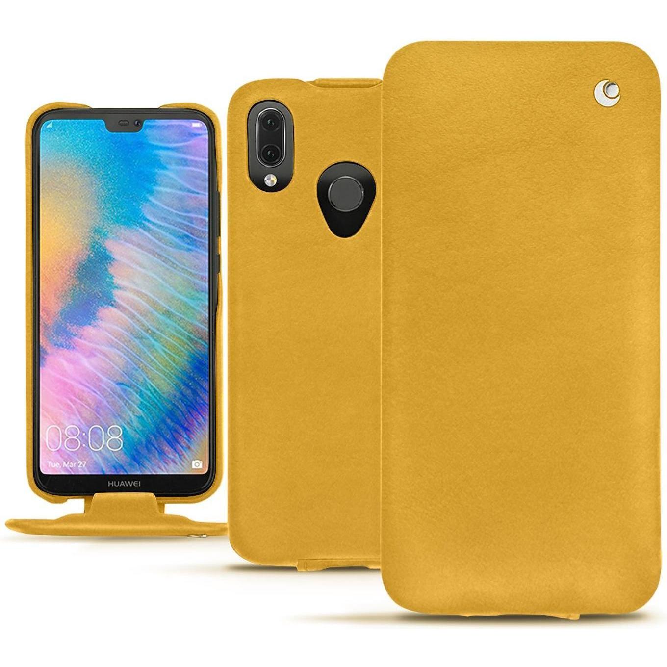 Noreve Lederschutzhülle vertikal (Huawei P20 Lite), Smartphone Hülle, Orange