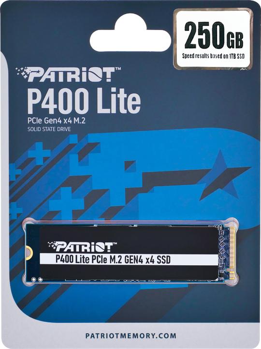 Actual product image Patriot SSD 250GB M.2 P400 Lite PCIe 4x4 NVMe 3200/1300 (250 GB, M.2 2280)