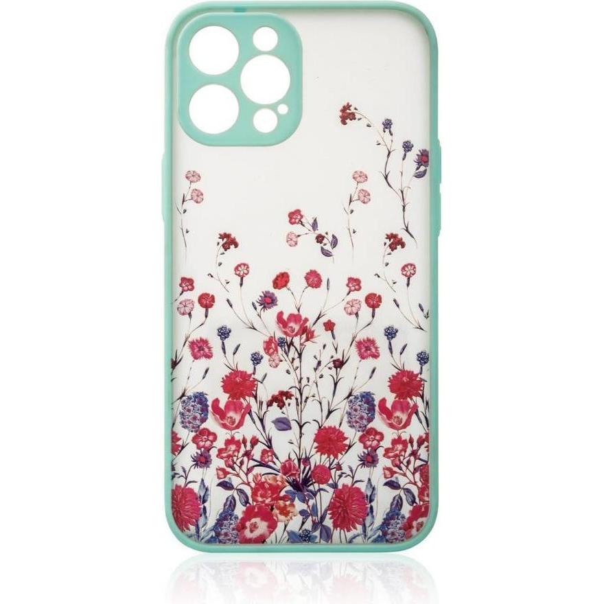 Hurtel Design Case for iPhone 12 Pro flower case light blue (Apple iPhone 12 Pro), Smartphone Hülle, Grün