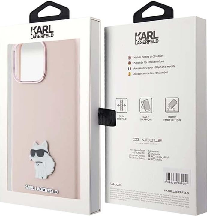 Actual product image Karl Lagerfeld KLHCP15LSMHCNPP iPhone 15 Pro 6.1" różowy/pink Silicone Choupette Metal Pin (Apple iPhone 15 Pro)