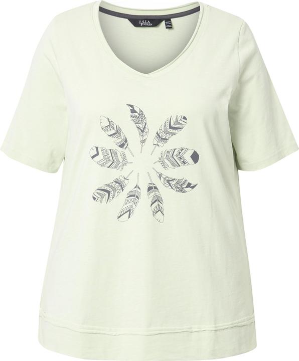 Immagine prodotto Ulla Popken T-shirt con piume, orli non rifiniti, scollo a V e mezze maniche (50, 52)