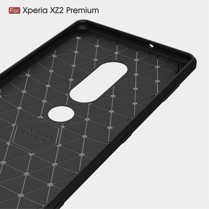 Produktbild König Design Hülle Handy Schutz für Sony Xperia XZ2 Premium Case Cover Bumper Carbon Blau (Sony Xperia XZ2 Premium)