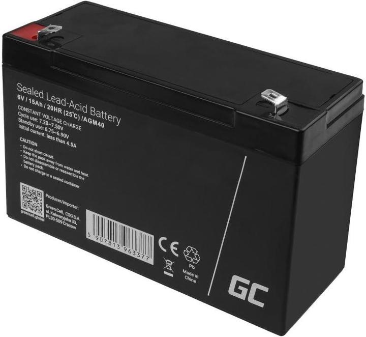 Actual product image GreenCell Battery AGM VRLA 6V 15Ahh - Battery - 15,000 mAh (6 V, 15 Ah)