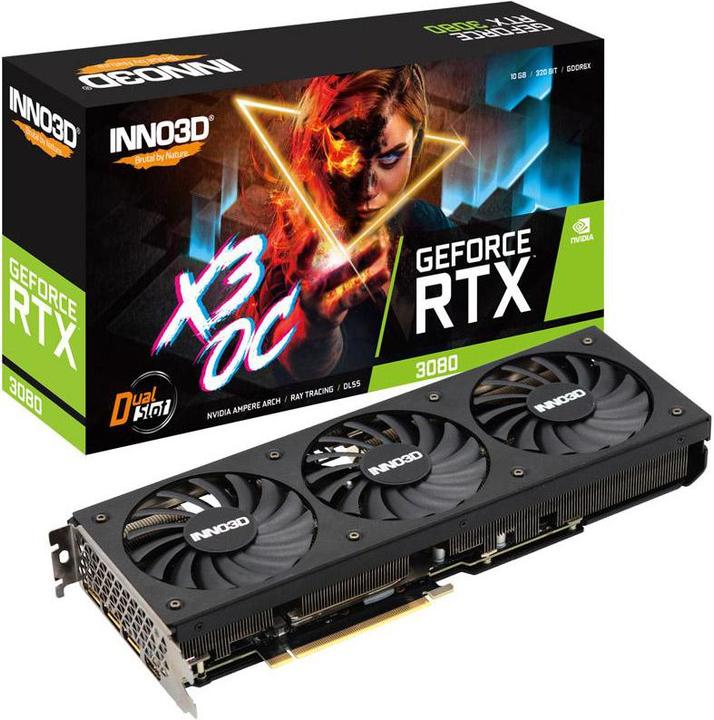 Actual product image Inno3D GeForce RTX 3080 X3 OC LHR 10GB GDDR6X Video Card (N30803-106XX-1810VA44H)