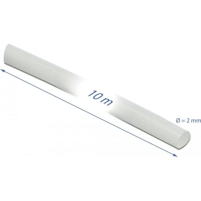 Thumbnail - Delock, Kabelschutz + Kabelführung, Schutzschlauch Glasfasergeflecht 10 m x 2 mm weiss (Kabelschlauch, 10000 mm)