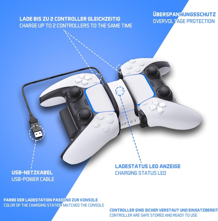Actual product image Raptor Gaming CS200 Dual charging station (PS5)