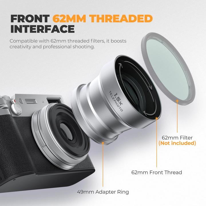Image du produit Freewell FW-FU-XTP-B Fuji X100VI/X100V 1.6x Telephoto Lens Black