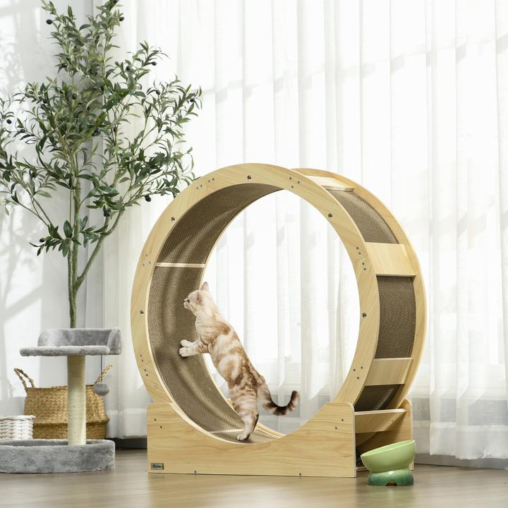 Produktbild PawHut Katzenlaufrad (94 cm, Eiche)