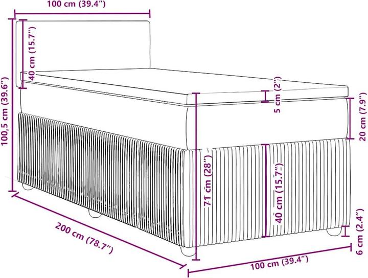 Produktbild vidaXL Boxspringbett (100 x 200 cm)