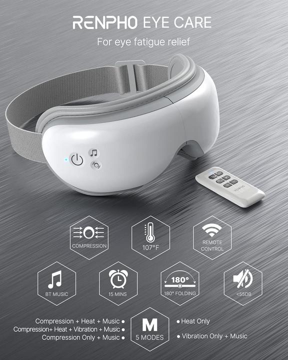 Actual product image Renpho Eye massager with remote control, White