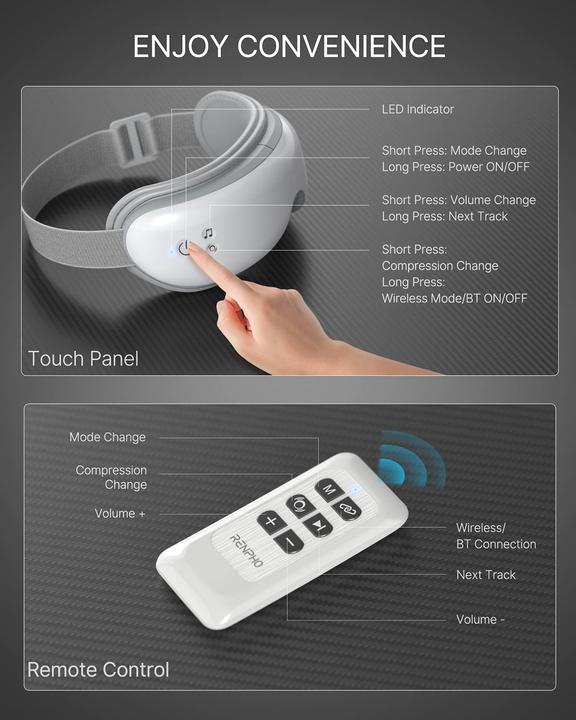 Actual product image Renpho Eye massager with remote control, White