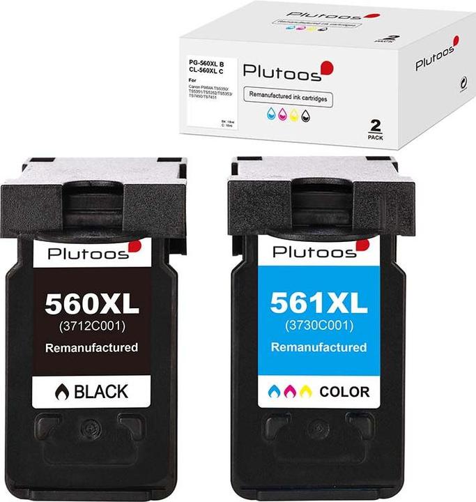 Produktbild Plutoos Canon PG-560 & CL-561 XL Patronen XXL kompatibel, 2er Set BK+CL (Color, BK)