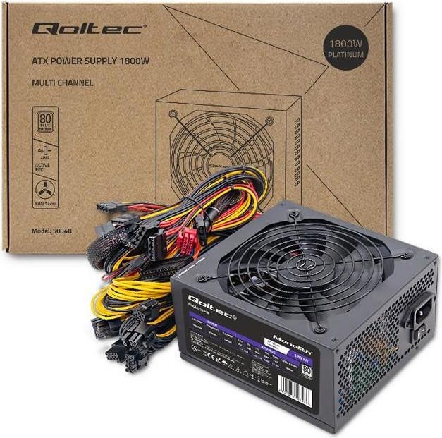Image du produit Qoltec 50348 ATX 1800W alimentation électrique 80 Plus Platinum Gaming Miner (1800 W)