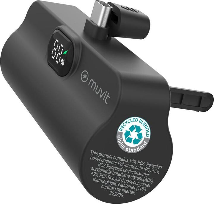 Muvit Powerbank for Change DP53D-R-PD Schwarz 5000 mAh (5000 mAh, 20 W)