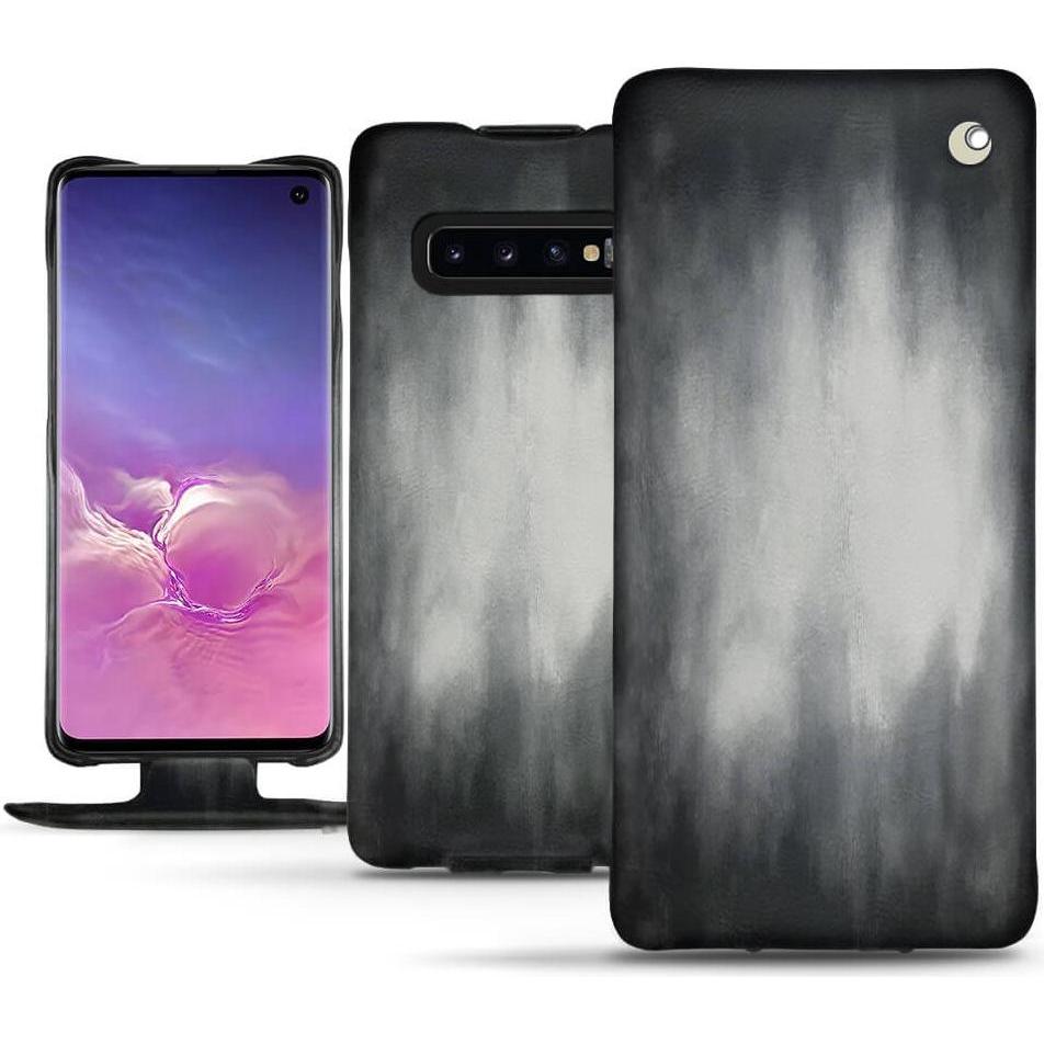 Noreve Lederschutzhülle vertikal (Samsung Galaxy S10), Smartphone Hülle, Grau