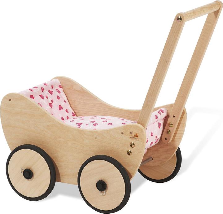 Pinolino Puppenwagen 'Trixi' komplett mit Bettzeug Herzchen Rosa