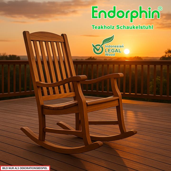 Actual product image Endorphin Teakholz Schaukelstuhl – stilvolle Entspannung für drinnen & draussen