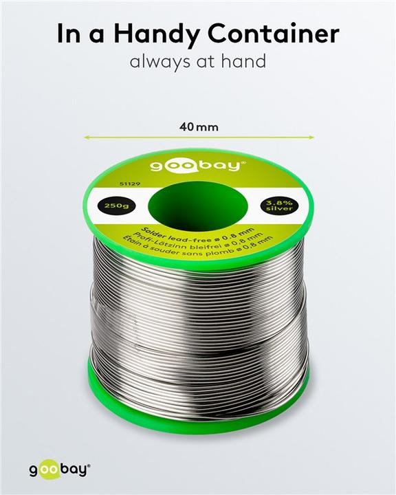 Image du produit Goobay Étain de soudure professionnel sans plomb, ø 0,8 mm, 250 g (Souder)