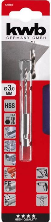 Actual product image kwb HSS Twist Drill Hexagonal Receptacle /4 (3 millimetres)