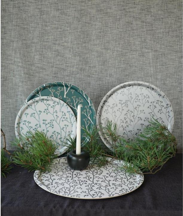 Produktbild Born in Sweden Pine Tablett rund 38 cm grau Birkenfurnier skandinavisch