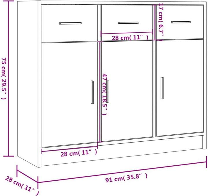 Image du produit vidaXL Sideboard (91 x 28 x 75 cm)
