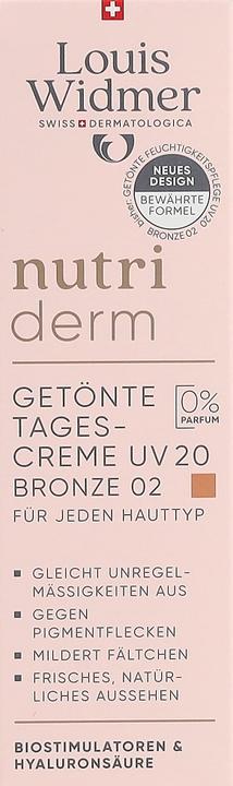 Actual product image Widmer Louis Nutriderm get Tagescreme UV20 bronze 02 ohne Parfum 30 ml (30 ml, Tinted Day Cream, SPF 20)