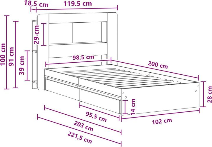 Produktbild vidaXL Bettrahmen (100 x 200 cm)
