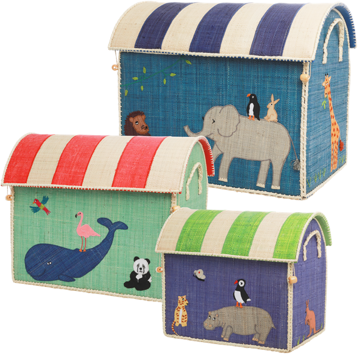 Actual product image Rice Large Set of 3 Toy Baskets - Animal Theme