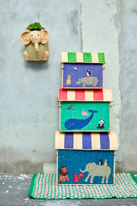 Actual product image Rice Large Set of 3 Toy Baskets - Animal Theme