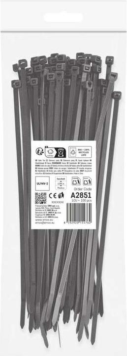 Produktbild Emos Kabelbinder 250×4,8, schwarz, 100 Stk (Kunststoffkabelbinder, 250 mm, 100 Stk.)