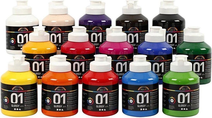 Immagine prodotto Creativ Company A-Color - Vernice acrilica - Lucida - (15 x 500 ml) (Colori assortiti, 500 ml)