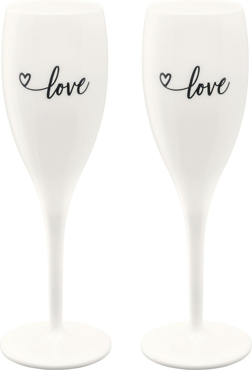Immagine prodotto Koziol Set di 2 bicchieri da champagne con stampa CHEERS No. 1 LOVE EDITION (10 cl, 1 Occhiali, Bicchieri da champagne)