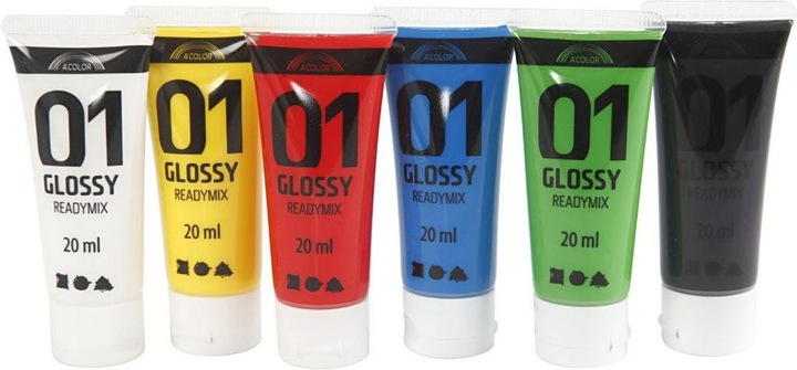 Immagine prodotto Creativ Company A-Color - Vernice acrilica - Lucida (6 x 20 ml) (Colori standard, 20 ml)