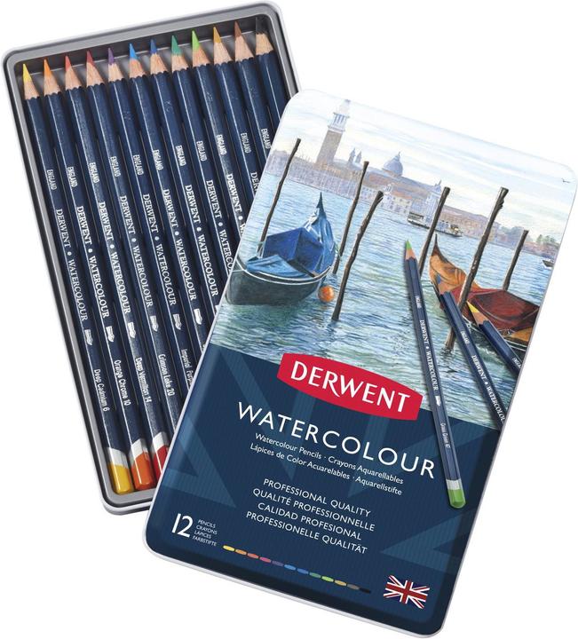 Actual product image Derwent Watercolour Pencils, 12 Tin (12x)