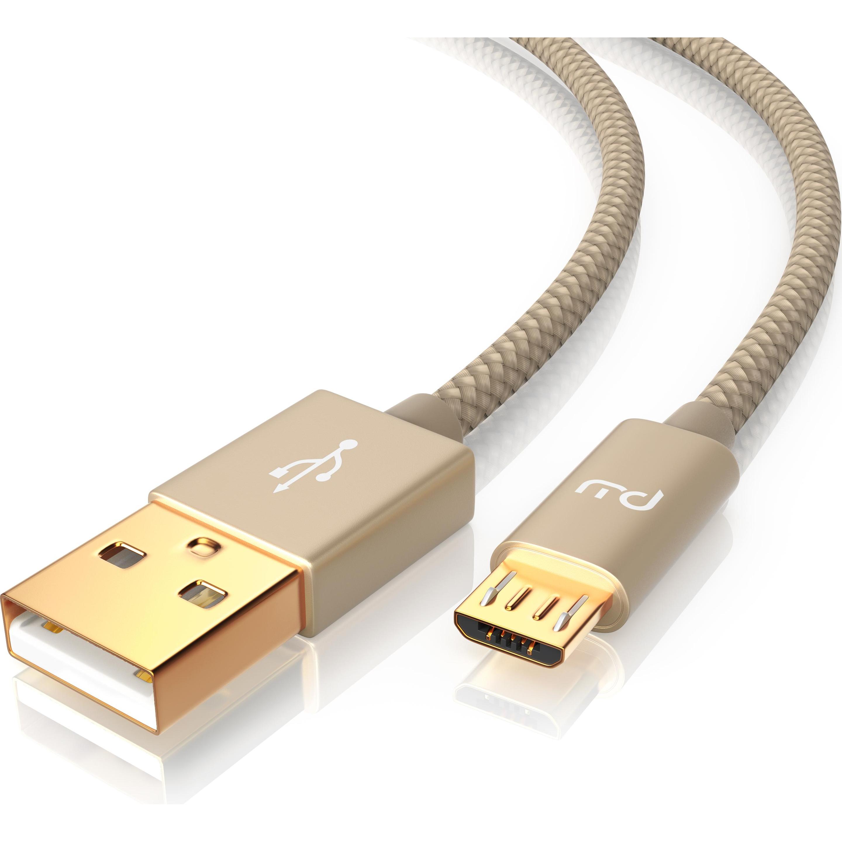 Primewire Micro USB Kabel - 2,4A MicroUSB Schnellladekabel, Nylon, Metallstecker, Datenkabel Ladekabel (3 m, USB 2.0), U...