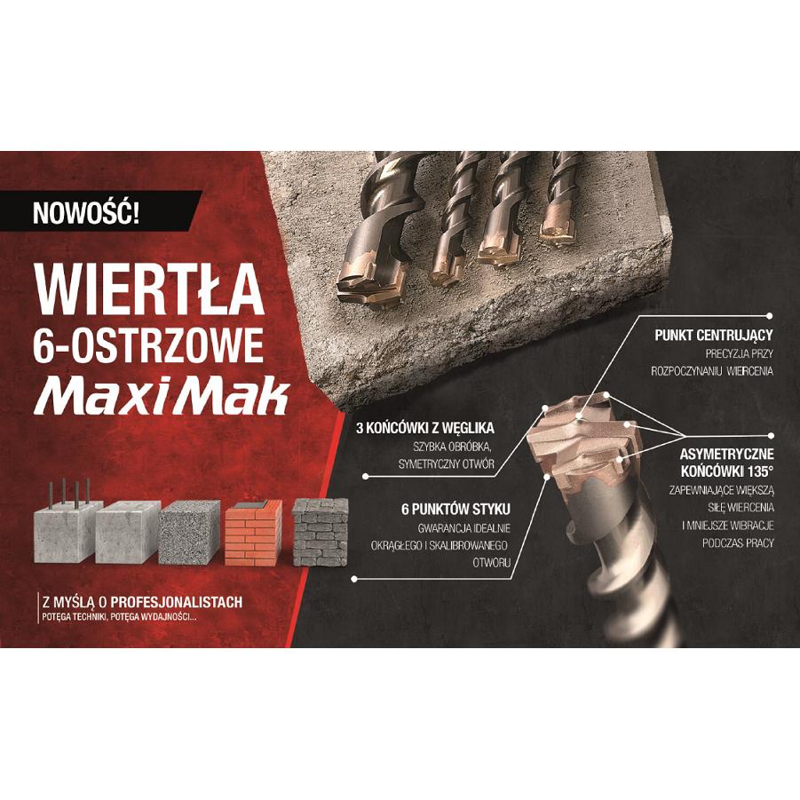 Makita, Bohrereinsatz, WIERTŁO SDS MAX 28x 200x 340mm MAXI MAK 6-OSTRZOWE (28 Millimeter)