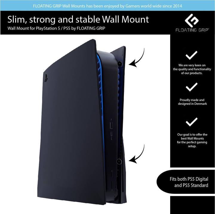 Produktbild Floating Grip Playstation 5 Wall Mount by Black (PS5)