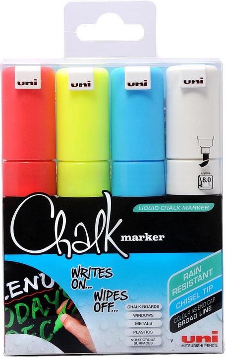 Uni-ball Pennarello a gesso 8M - Colori assortiti, 8 pz. (Multicolore, 8 mm, 8 x)